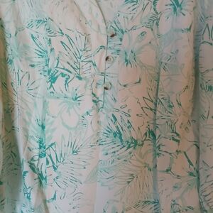 Tropical Leaf Print Button-Down Shirt